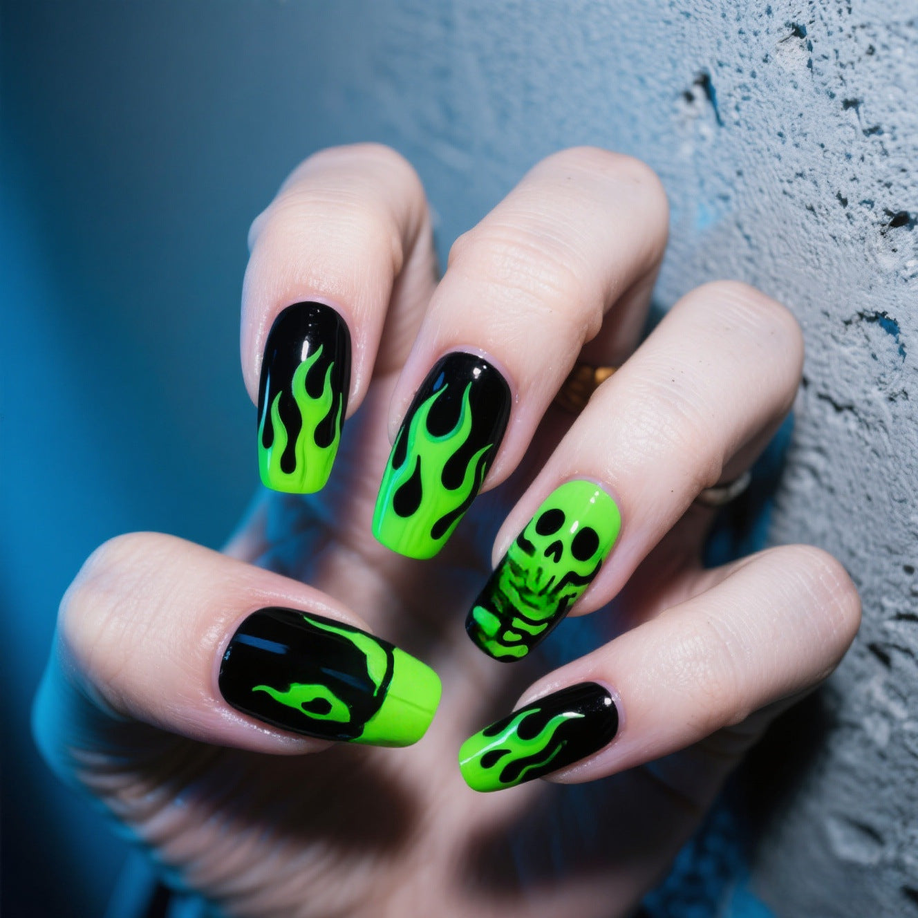 New Halloween fake nail patch soft cute ghost pumpkin lamp bat skull manicure wear armor