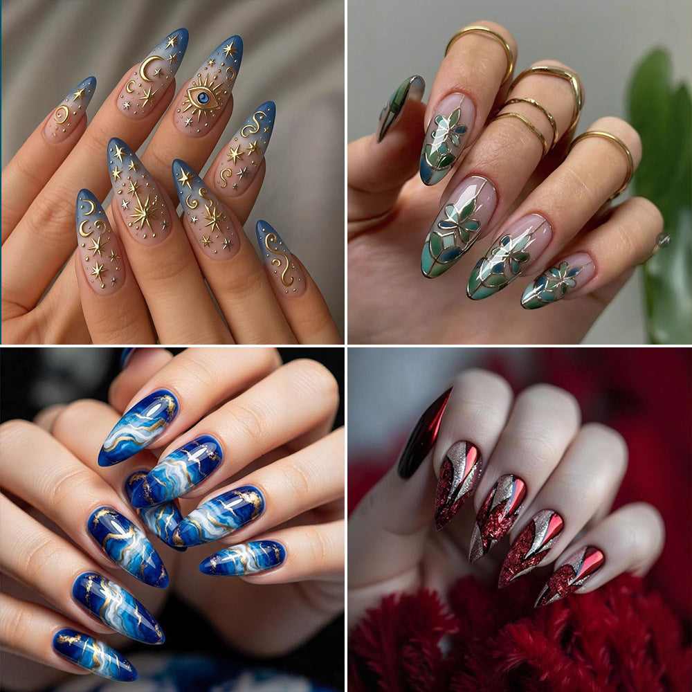 Wearable Nails Medium and Long Almond Fake Nails Nail Art Finished Nail Advanced Wearable Nails