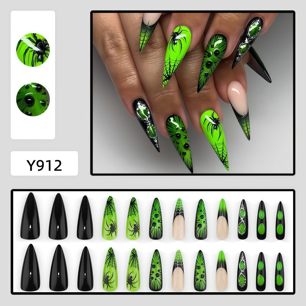 New Halloween fake nail patch soft cute ghost pumpkin lamp bat skull manicure wear armor