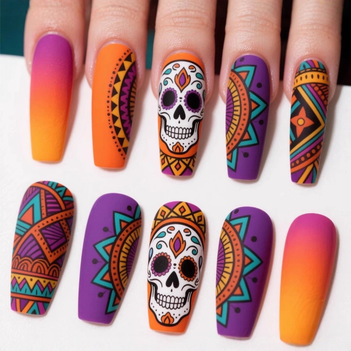New Halloween fake nail patch soft cute ghost pumpkin lamp bat skull manicure wear armor