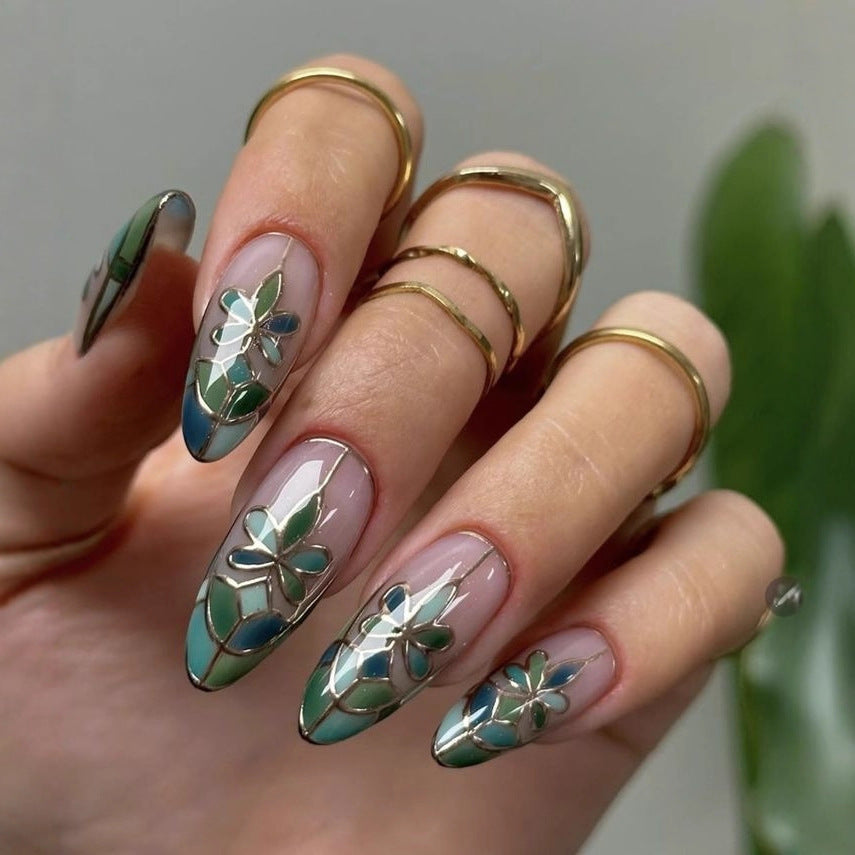 Wearable Nails Medium and Long Almond Fake Nails Nail Art Finished Nail Advanced Wearable Nails
