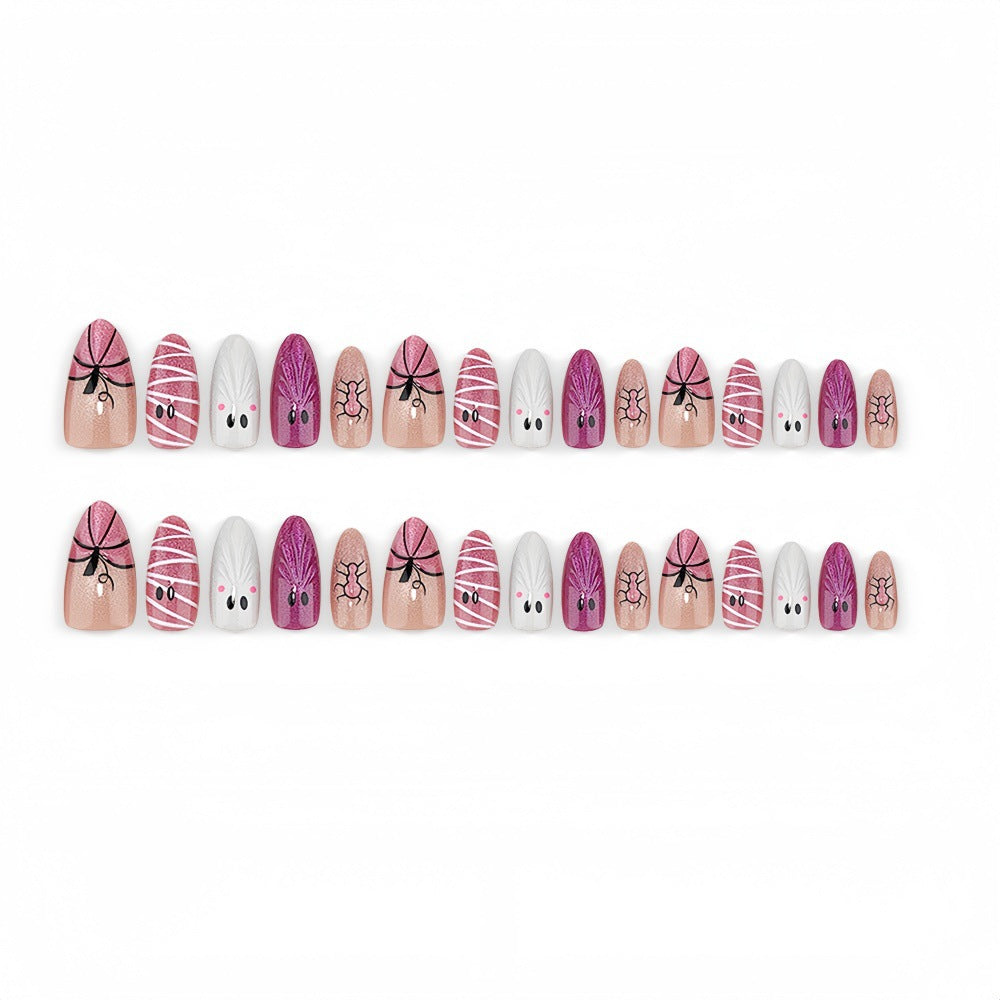 New Halloween fake nail patch soft cute ghost pumpkin lamp bat skull manicure wear armor