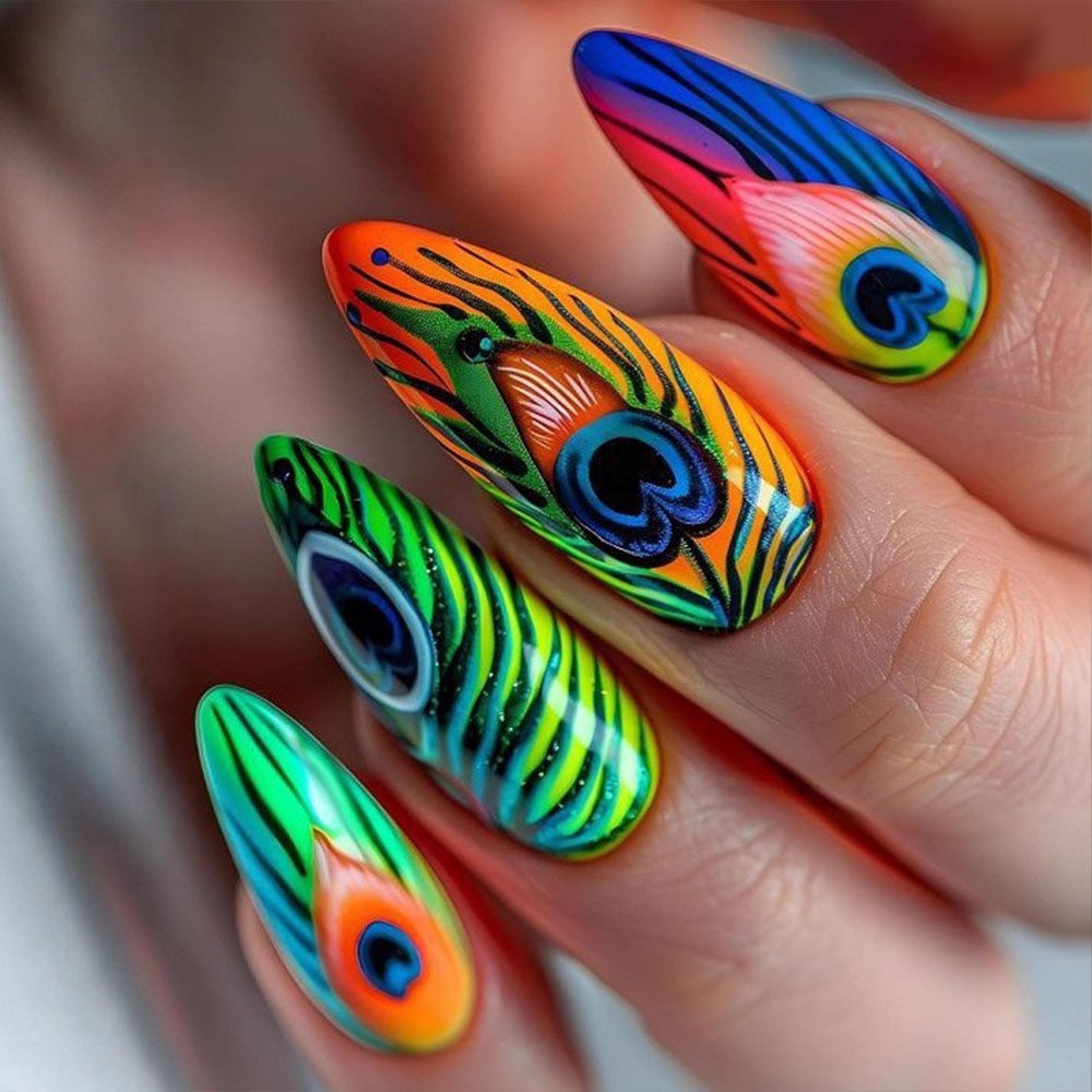 Wearable Nails Medium and Long Almond Fake Nails Nail Art Finished Nail Advanced Wearable Nails